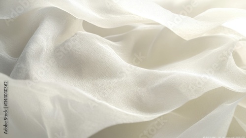 Abstract white fabric texture background, soft satin cloth folds. Elegant minimal textile waves for luxury design mockups