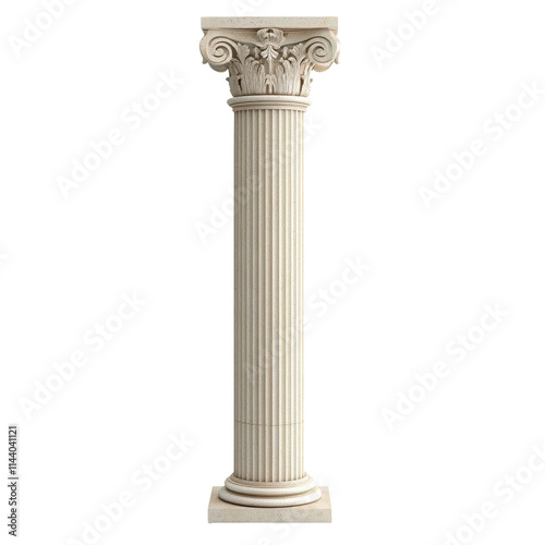 3D Pillar Design on White Background for Architectural Visualization Transparent Background