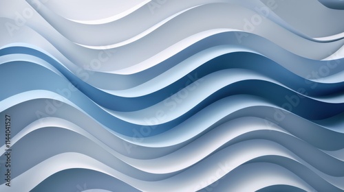 A 3D wavy background with blue and white gradients is used to create a sense of technology and modernity for the conference