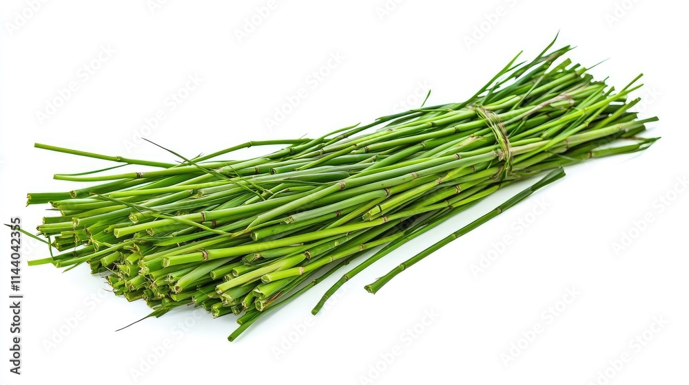 Fresh bamboo grass bundle isolated on white background showcasing herbal benefits for diabetes and heart disease management and remedies. Fresh bamboo grass bundle isolated on white background showcasing herbal benefits for diabetes and heart disease management and remedies.
