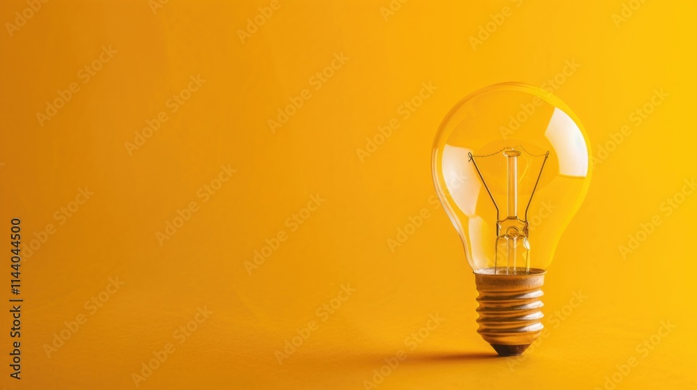 Yellow Background Light Bulb. Creative Idea with Handwriting on Vivid Yellow Yellow Background Light Bulb. Creative Idea with Handwriting on Vivid Yellow