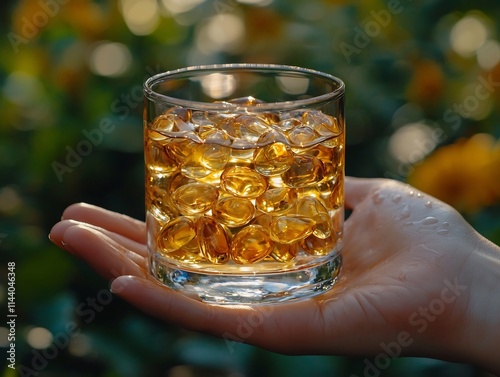 Water Purification Tablets in Glass for Emergency Preparedness and Accessible Clean Water Concept photo