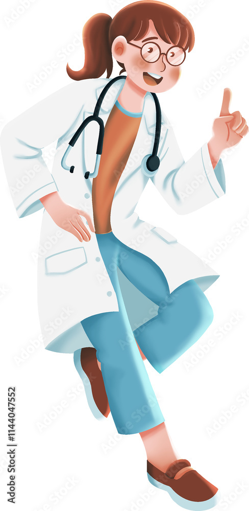 Doctor Running Back View Illustration Doctor Running Back View Illustration
