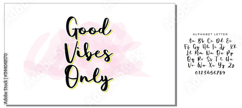 Inspirational quote Good Vibes Only. Modern calligraphy. Brush painted letters, vector illustration. Lettering template for banner, flyer or gift card.