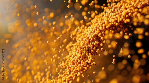 Vibrant bee pollen granules highlighting their nutritional benefits as a rich vegetarian protein source from Hurdes photo