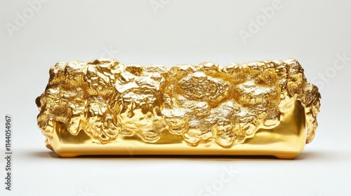 Gold bank material showcasing intricate textures and a reflective surface against a neutral background for financial and luxury themes.