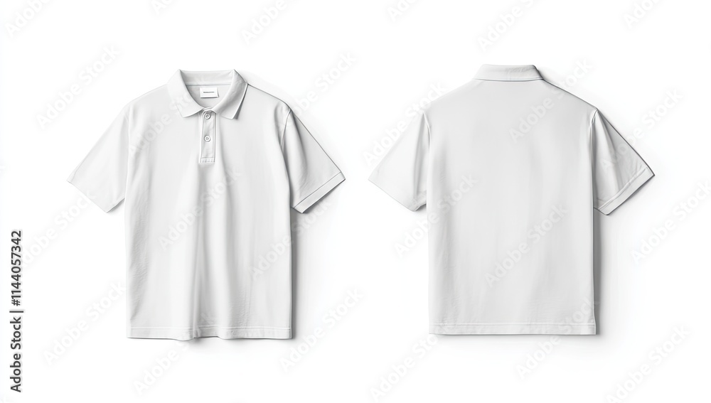 flat lay of a white T-shirt, with the front and back views side by side, ideal for showcasing the shirt's details flat lay of a white T-shirt, with the front and back views side by side, ideal for showcasing the shirt's details
