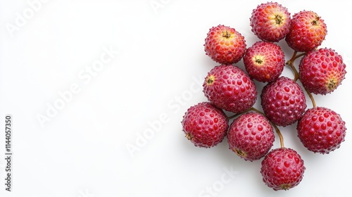 Baccaurea racemosa tropical fruits arranged on a white background showcasing their unique texture and vibrant colors photo