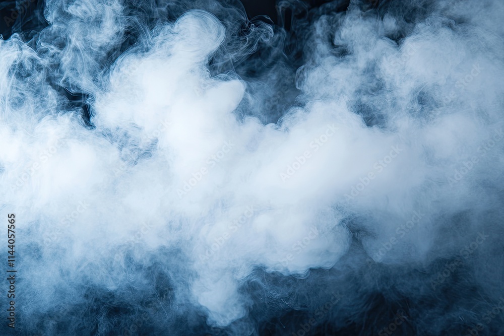 A large white smoke cloud billowing softly, set against a solid black backdrop A large white smoke cloud billowing softly, set against a solid black backdrop