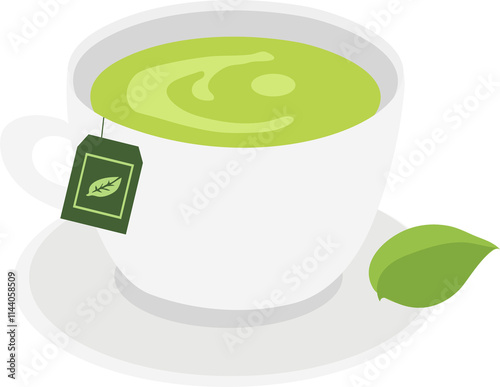 Illustration of Green Tea in a Cup photo