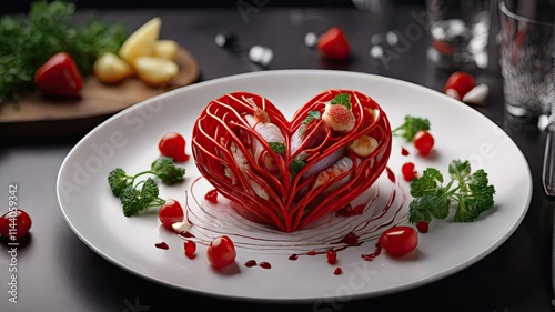 heart shaped cake on a white plate photo