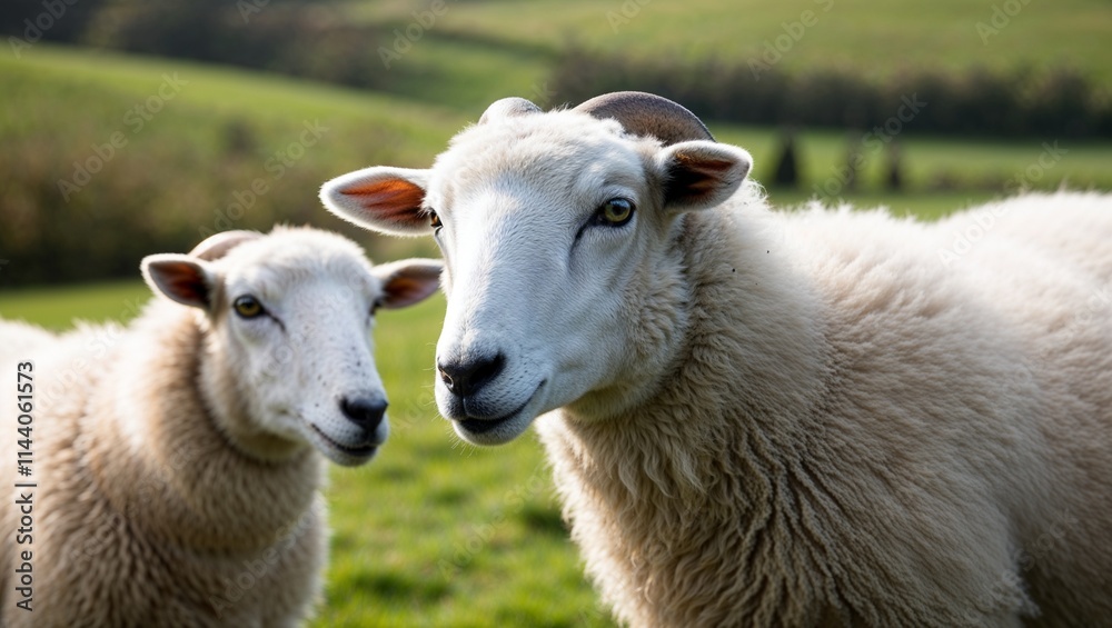 Black and White Sheep Symbolizing Love, Capturing the Harmony and Contrast of Two Unique Creatures in a Beautiful, Heartwarming Concept of Connection Black and White Sheep Symbolizing Love, Capturing the Harmony and Contrast of Two Unique Creatures in a Beautiful, Heartwarming Concept of Connection