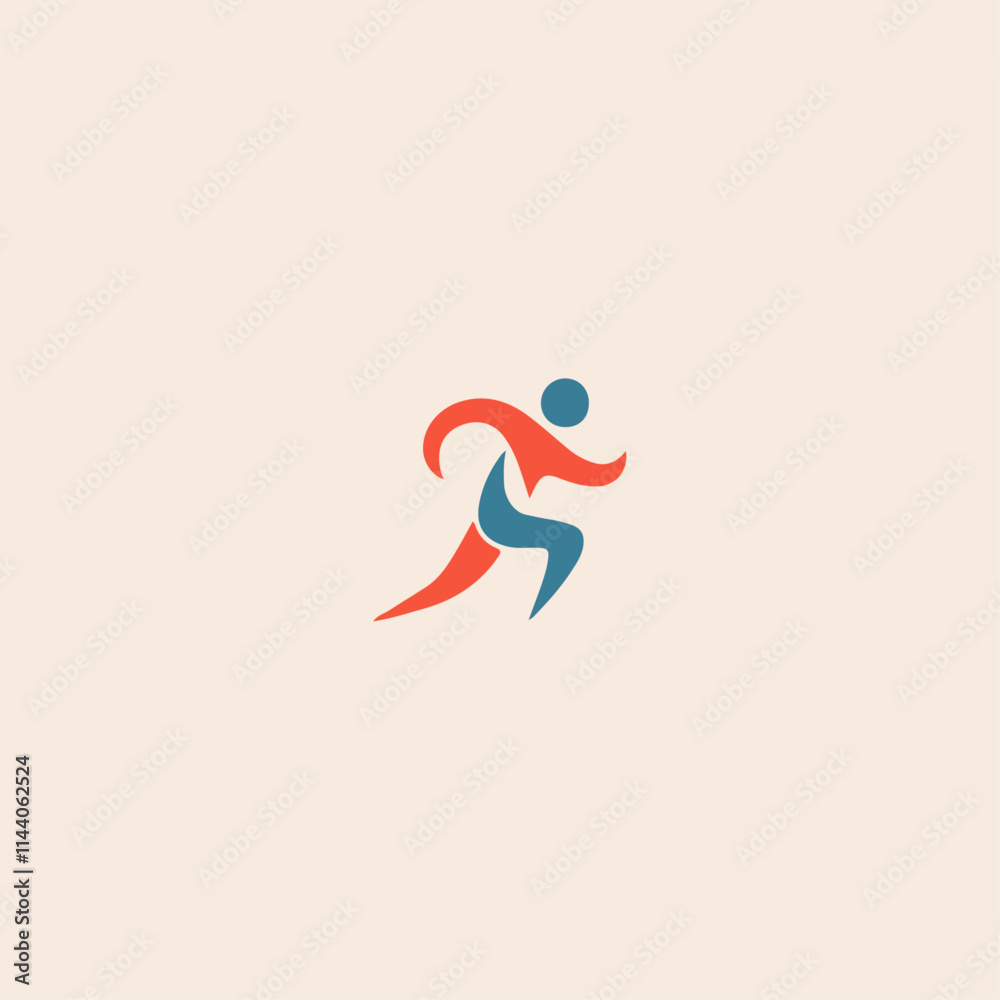 Logo for sporting event with a man running icon flat vector design. Logo for sporting event with a man running icon flat vector design.