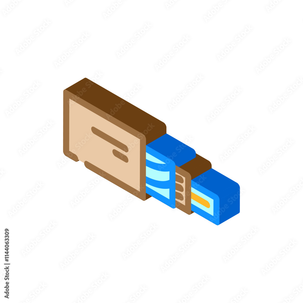 fiber optic cable industry 3 isometric icon vector. fiber optic cable industry 3 sign. isolated symbol illustration fiber optic cable industry 3 isometric icon vector. fiber optic cable industry 3 sign. isolated symbol illustration