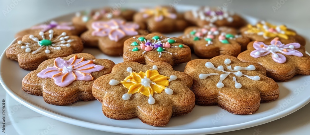 custom made wallpaper toronto digitalDecoratively iced gingerbread cookies arranged elegantly on a white plate for festive celebrations and seasonal gatherings