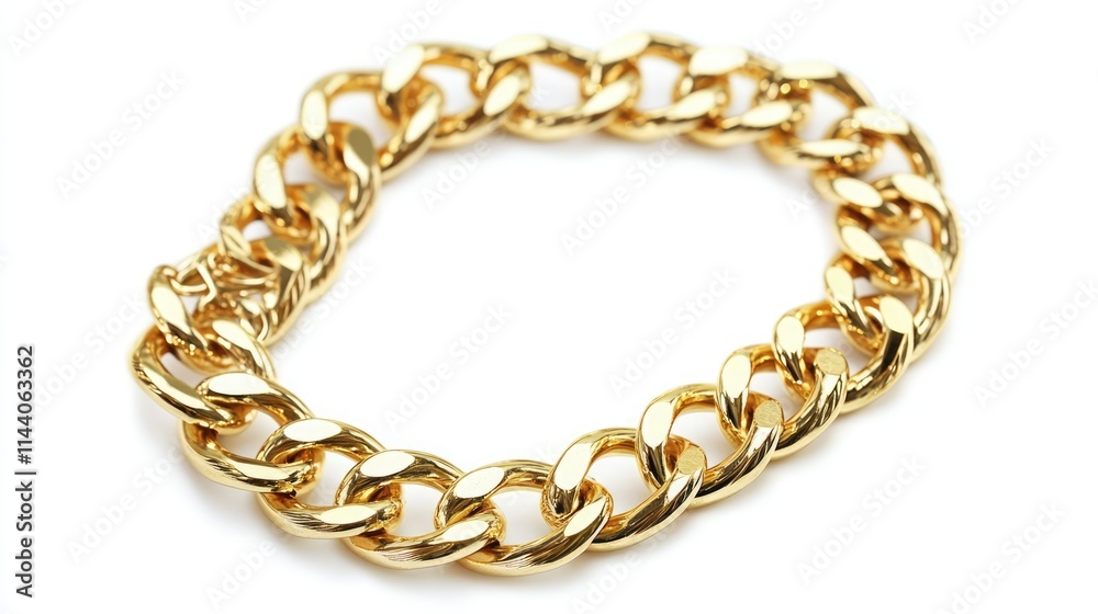 Golden Chain Jewelry Isolated on White Background for Luxury Fashion and Accessory Concepts Golden Chain Jewelry Isolated on White Background for Luxury Fashion and Accessory Concepts