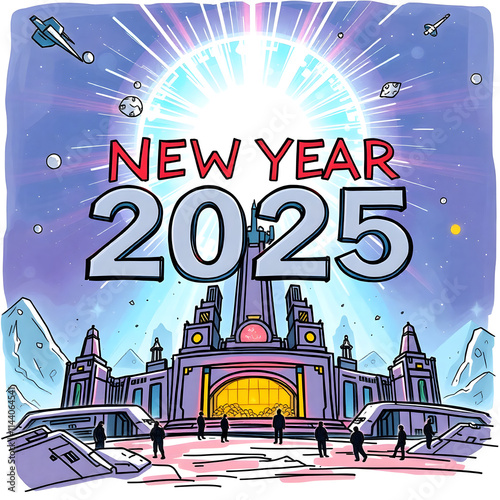 Happy new year 2025 card template