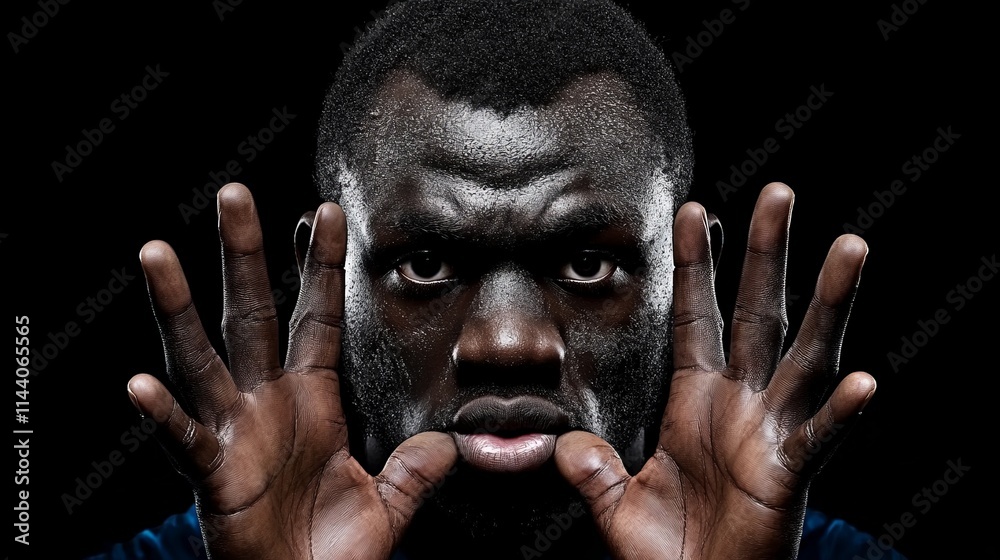 Intense Gaze: Powerful Portrait of a Black Man Intense Gaze: Powerful Portrait of a Black Man
