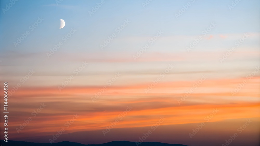 Ramadan and Eid Sunset Sky with Crescent Moon Ramadan and Eid Sunset Sky with Crescent Moon