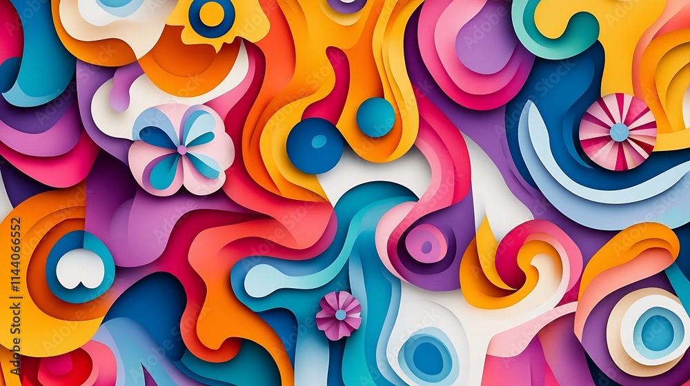 Vibrantly swirling shapes playfully layered in an abstract digital painting style. AI Generated Vibrantly swirling shapes playfully layered in an abstract digital painting style. AI Generated