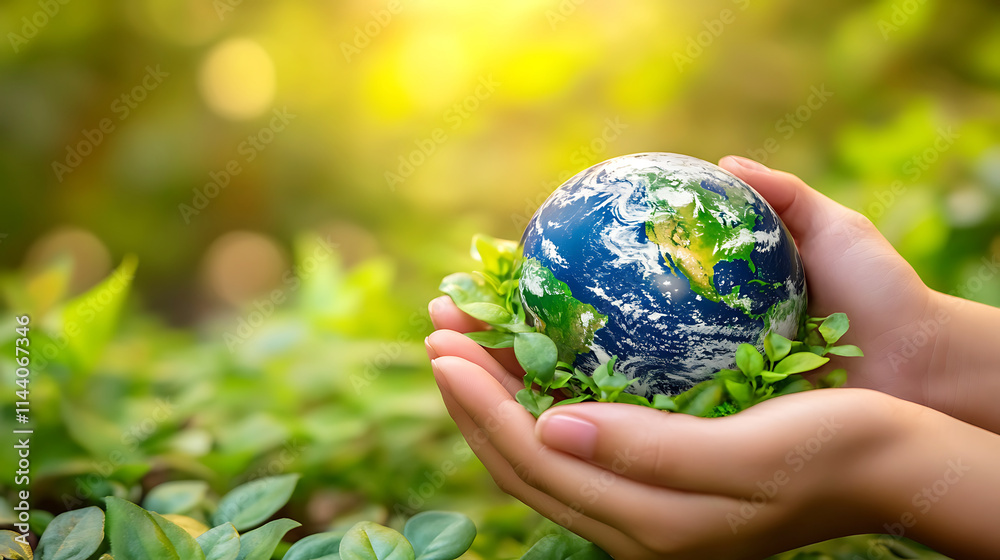 Close-up of hands gently cupping a miniature globe with lush green leaves in the background, symbolizing care and responsibility for the planet. (Hands only, no face visible.) Close-up of hands gently cupping a miniature globe with lush green leaves in the background, symbolizing care and responsibility for the planet. (Hands only, no face visible.)