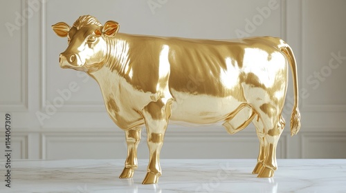 Gold Plated Cow Sculpture Decorative Art Piece for Luxury Interiors photo