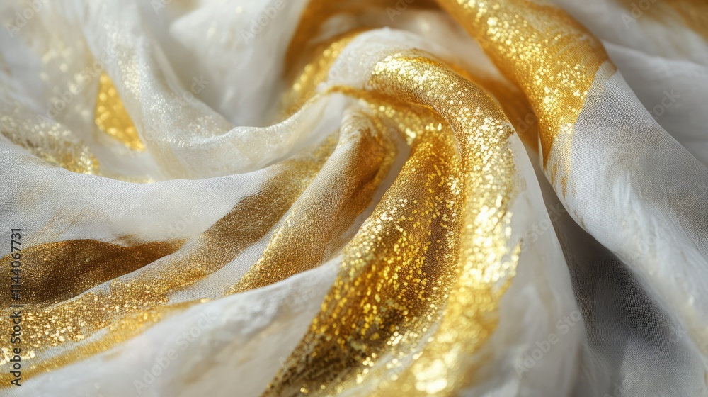 Elegant gold and white fabric design showcasing luxurious textures ideal for dressmaking and fashion applications Elegant gold and white fabric design showcasing luxurious textures ideal for dressmaking and fashion applications