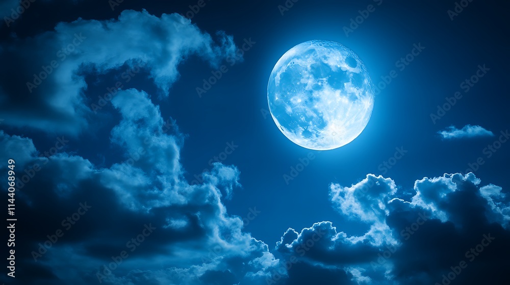 Vibrant glowing moon ascends through dark cloudy night sky photo. AI Generated Vibrant glowing moon ascends through dark cloudy night sky photo. AI Generated