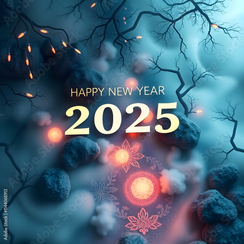 Happy new year 2025 card template