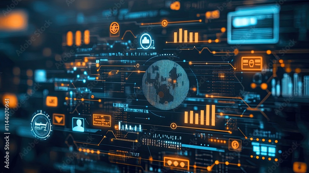 Global Fintech Innovation: Digital Diagram Virtual Globe Digital Banking Payments Internet-Based Financial Services Representing Financial Technology Advancements Global Fintech Innovation: Digital Diagram Virtual Globe Digital Banking Payments Internet-Based Financial Services Representing Financial Technology Advancements