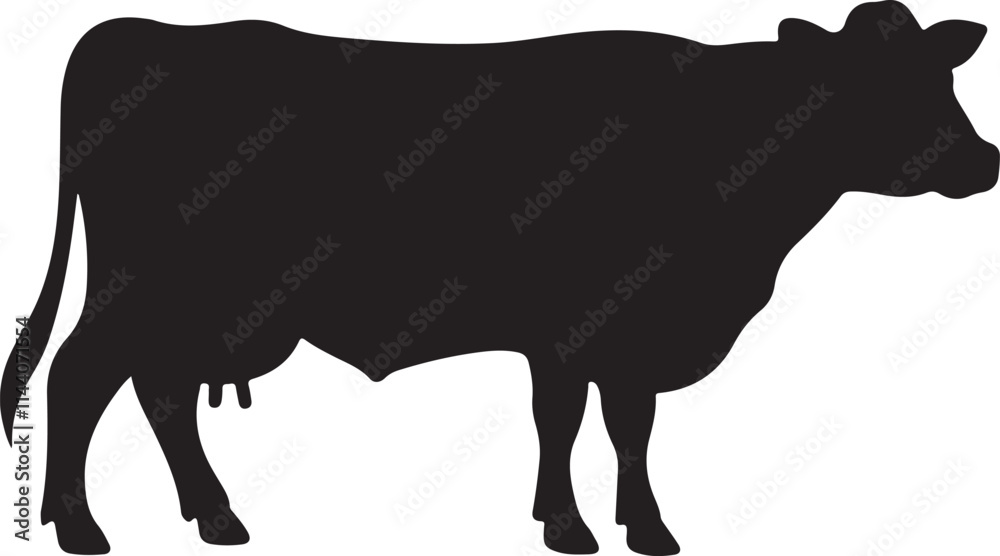 Cow silhouette vector on transparent background Cow silhouette vector on transparent background