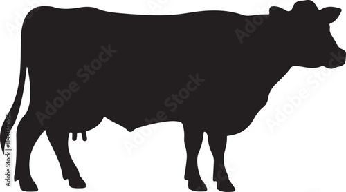 Cow silhouette vector on transparent background 