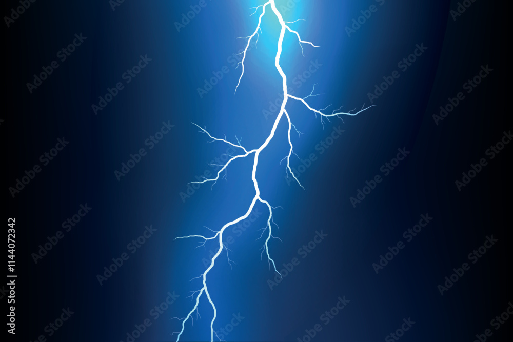 Bright Lightning Bolt on Deep Blue Background