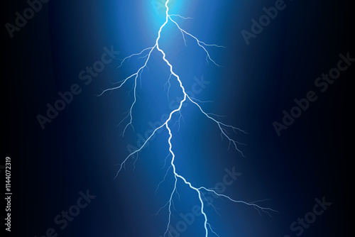 Bright Lightning Bolt on Deep Blue Background