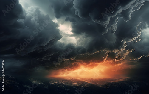 Stormy sky with brooding clouds and tempestuous atmosphere