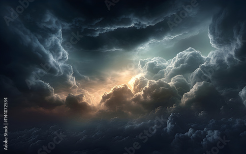 Stormy sky with brooding clouds and tempestuous atmosphere