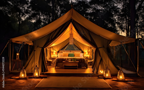 Luxurious glamping retreat amidst serene countryside beauty