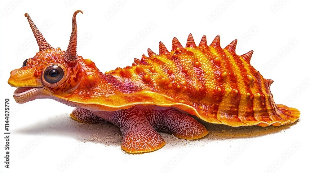Fantasy creature, orange shelled reptile, 3D render. Fantasy creature, orange shelled reptile, 3D render.