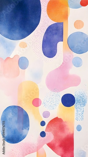 Abstract watercolor painting with vibrant colors and organic shapes.