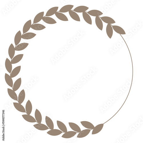 Golden circular laurel olive branche, greek wreath. Gold laurel wreath frame. Laurel wreath of victory icon. A winner award, emblem decoration design, triumph. Heraldic vector design element. Flat