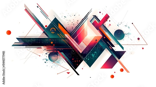 Abstract digital painting sharply angled geometric forms on a plain backdrop. AI Generated