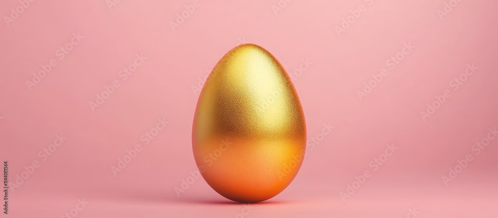 Golden Easter egg on pink background with minimalist style for celebrating spring and holiday events, ideal for festive promotions and decorations. Golden Easter egg on pink background with minimalist style for celebrating spring and holiday events, ideal for festive promotions and decorations.