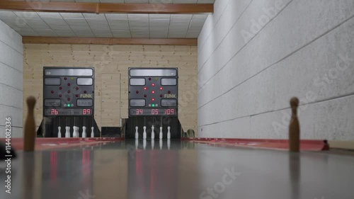 electronic bowling alley in inn