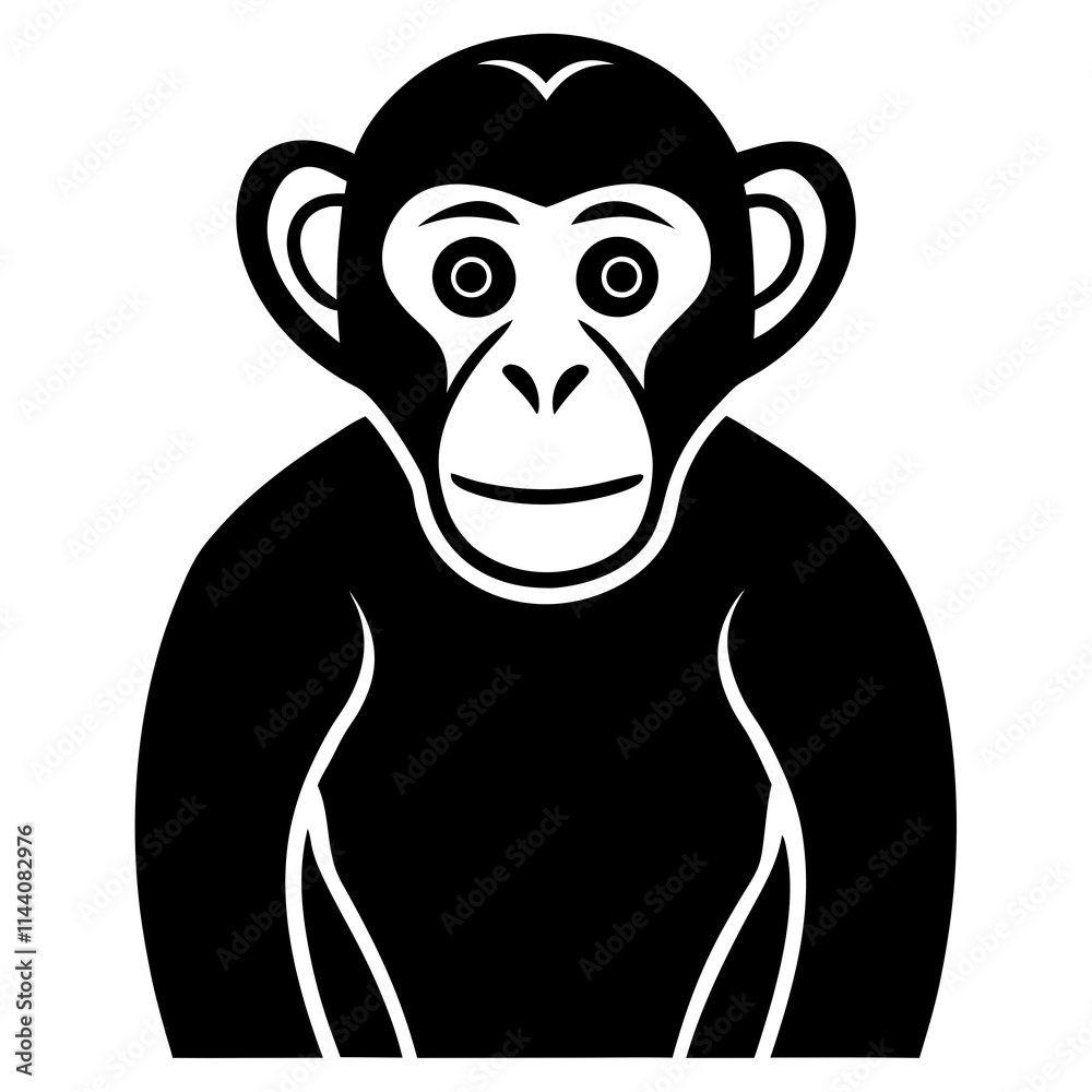Black and White Minimalist Monkey Illustration Black and White Minimalist Monkey Illustration