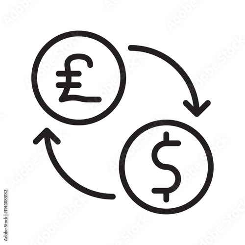 Dollar to Pound icon vector image. Suitable for mobile apps, web apps and print media.