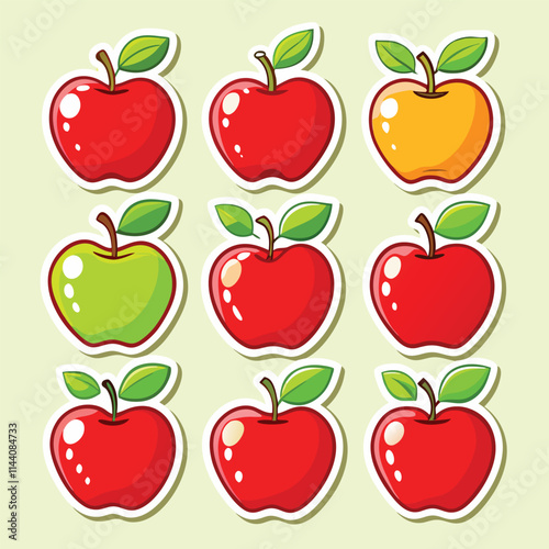 set of the apples sticker set 
