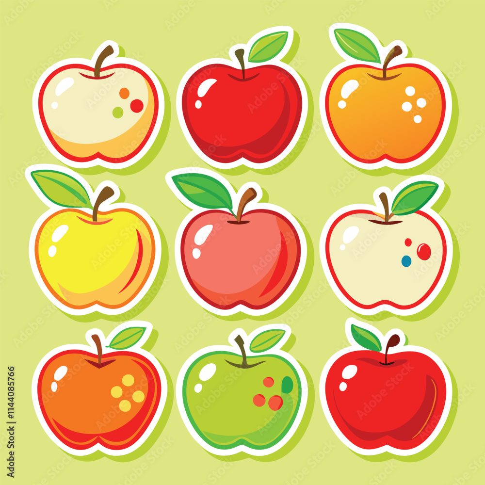 set of apples sticker set set of apples sticker set