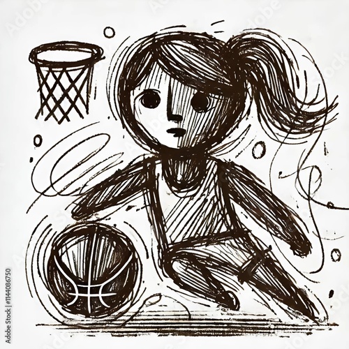 Illustrations expressives de joueurs de basketball au style enfantin photo