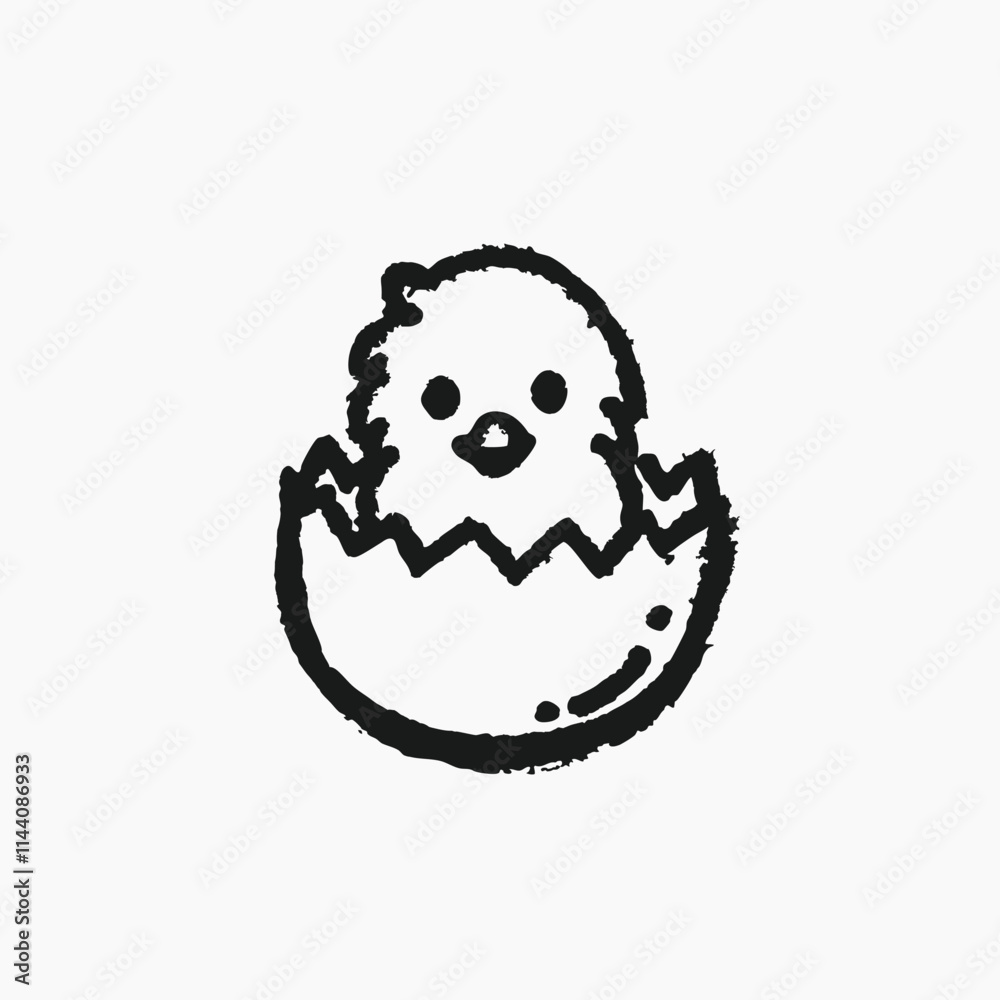 newborn chicken in broken egg shell. vector cartoon illustration isolated on white background newborn chicken in broken egg shell. vector cartoon illustration isolated on white background
