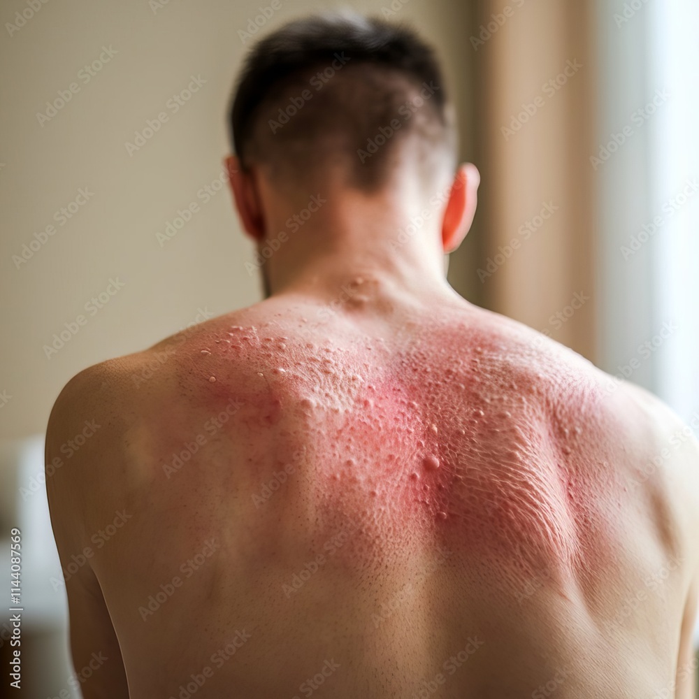 Naklejka premium Close-Up of Severe Back Rash and Skin
